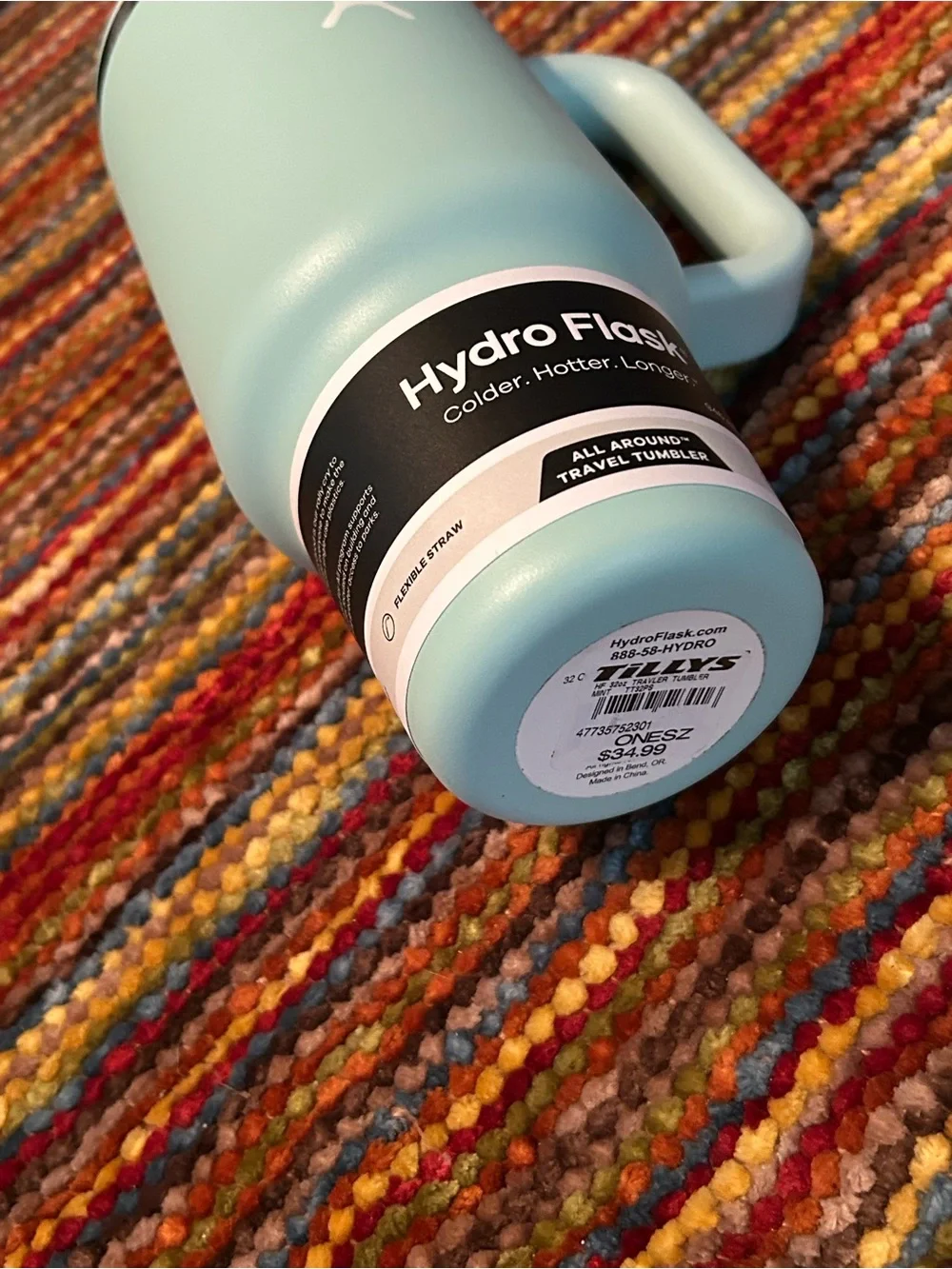 Hydro Flask Travel Tumbler turquoise with flex straw new
